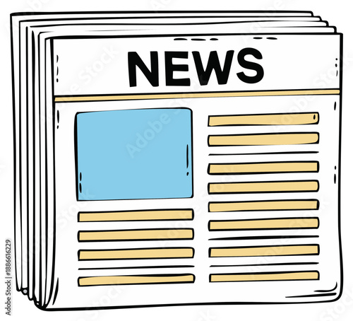 Stacks of Newspaper Press with Headline News Illustration Concept for Information Communication and Announcement Media Icon