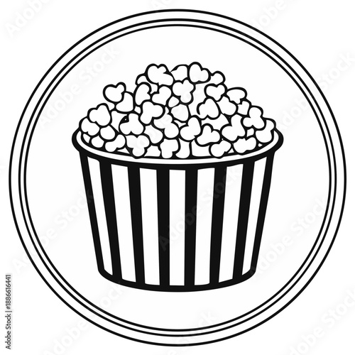 Classic Popcorn Bucket Icon with Striped Design