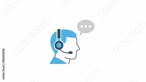 Customer service representative wearing headset.