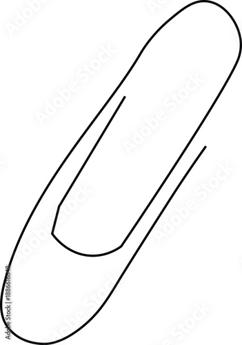 Paper clip icon illustration. Simple attachment symbol. Office stationery sign. Line art design element isolated on white background.