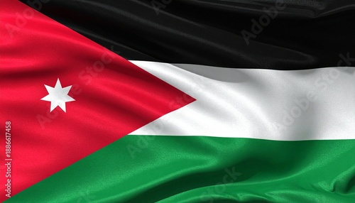 Free Download Jordan national flag with red chevron and star. - GFXLoad