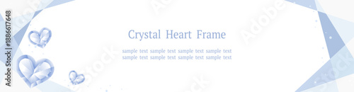 クリスタルハート装飾フレーム ブルーグレー 白ベース Webバナー用