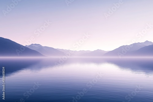 Wallpaper Mural Tranquil Lake Scene with Soft Pastel Gradients, Gentle Waters, and Distant Mountains for Relaxation Torontodigital.ca