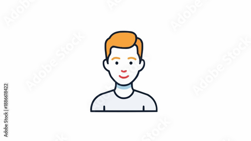Cartoon man with orange hair smiling.