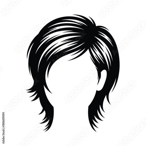 A stylish black hairstyle design featuring a modern and layered haircut