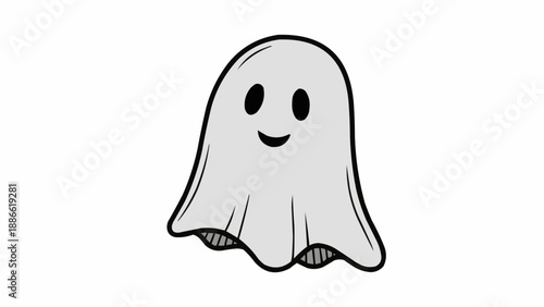 Smiling Cartoon Ghost Character Illustration.