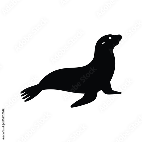 Simple silhouette of a seal depicting its form and aquatic nature