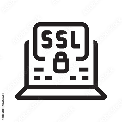 ssl certificate black line icon. Vector isolated element.
