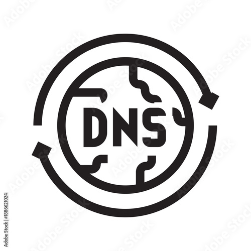 dynamic dns service black line icon. Vector isolated element.
