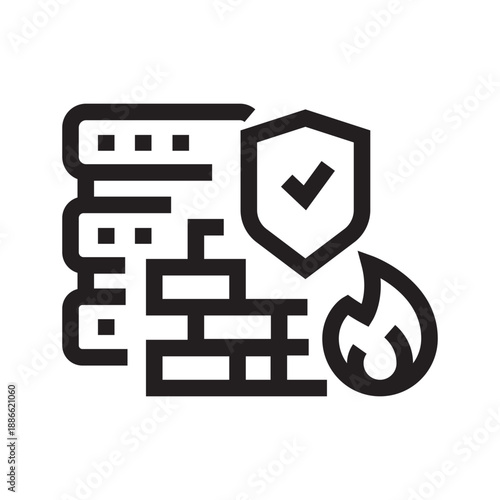 irewall rules black line icon. Vector isolated element.