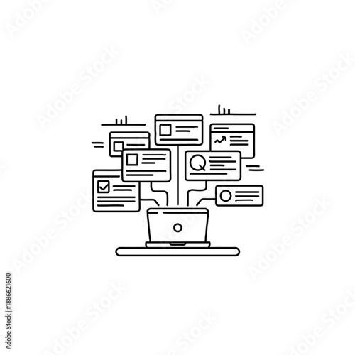 outline icon representing a freelancer managing multiple projects