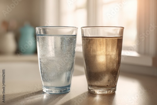 Two Drinking Glasses: Clear Water versus Murky Water in a Still-Life Photograph