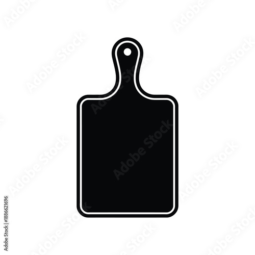 Simple black cutting board illustration with a handle basic kitchen utensil