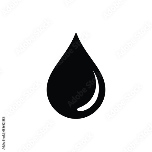 A single black droplet icon simple design isolated on white background