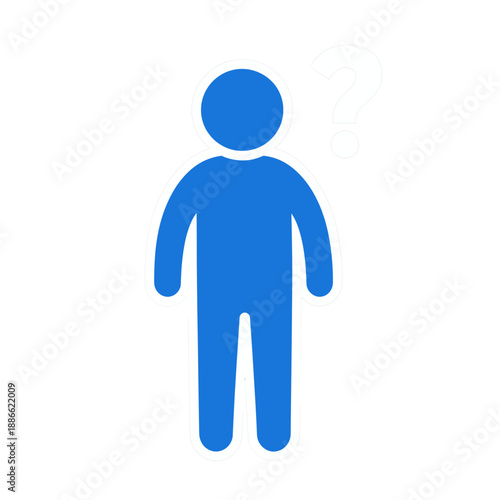 Blue Stick Figure With White Question Mark UI Icon