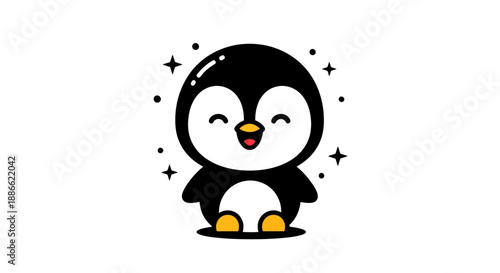Cartoon penguin smiling isolated illustration