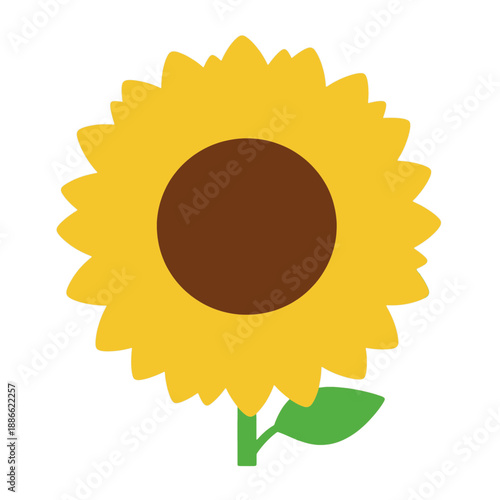 Bright Sunflower Vector Icon.