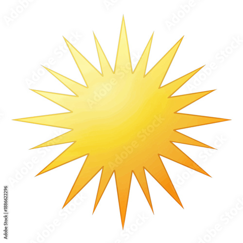 Bright yellow sun icon with sharp rays.