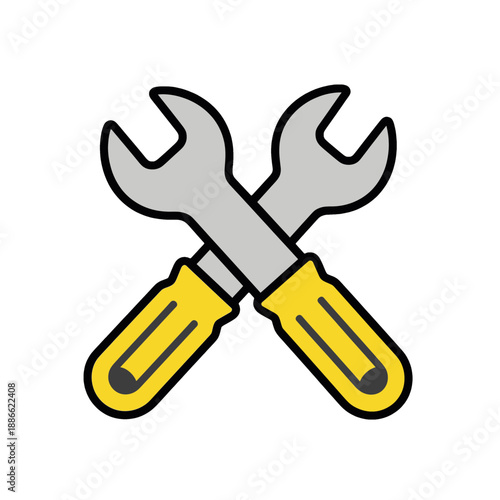 Crossed wrenches vector icon symbolizing tools or settings.