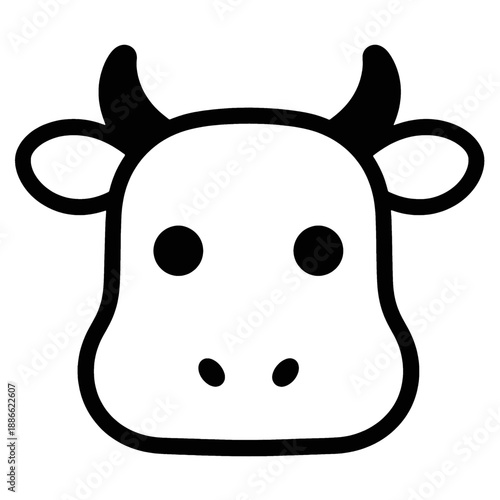Cute cow face line icon.