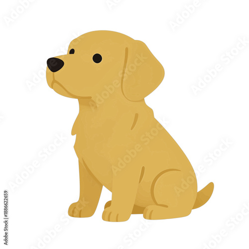 Cute dog sitting vector icon.