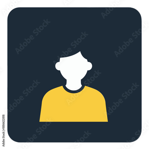 Flat UI icon of a young man in yellow shirt.