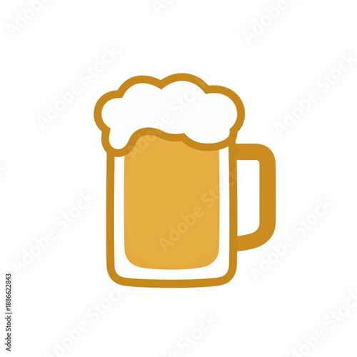 Flat vector icon of a beer mug with foam.