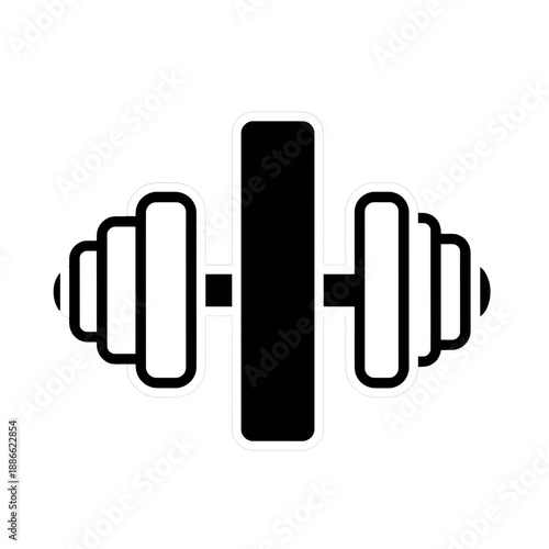 Flat Vector Icon of a Barbell for Fitness.