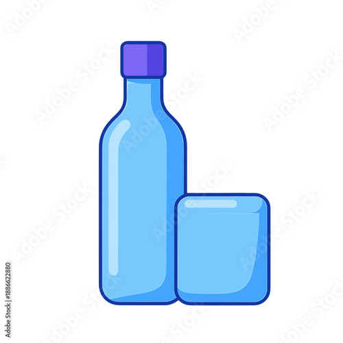 Flat vector icon of a bottle and glass.