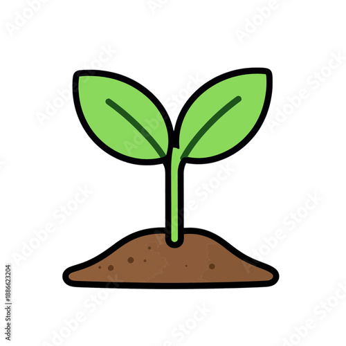 Green plant seedling vector icon.