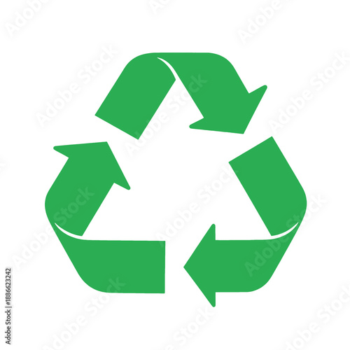 Green recycling symbol vector icon.