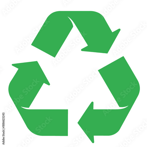Green Recycling Symbol Icon.