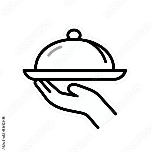 Hand Holding a Serving Dish UI Icon.