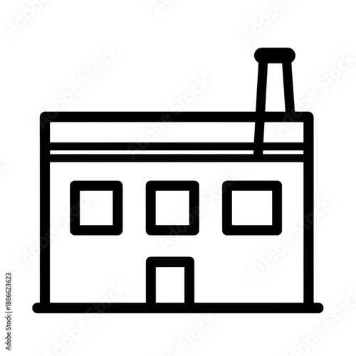 Line icon of a factory building with a chimney.