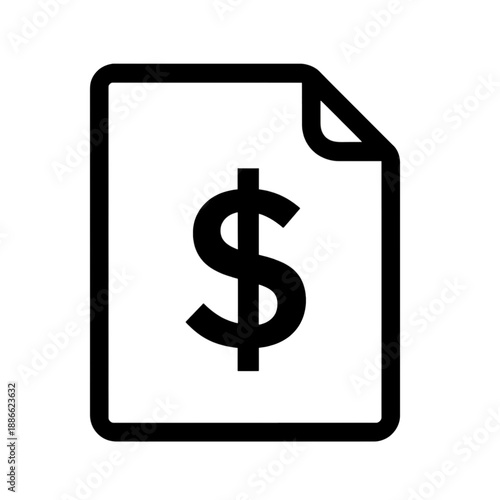 Line icon of a document with dollar sign.