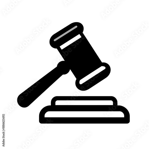 Line icon of a gavel symbolizing law or justice.