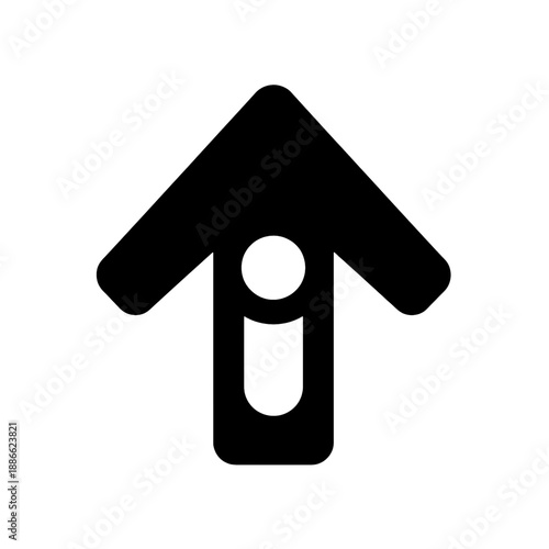 Line icon of a house with a keyhole shape.
