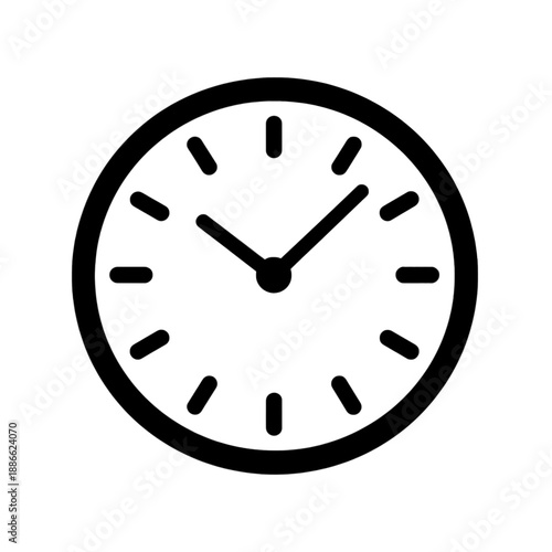 Minimalist analog clock vector icon.