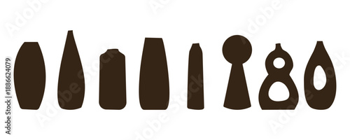 Vase Silhouettes. Set of different vases. Vase shapes vector illustration. Black vase icons isolate on white background , hand drawn illustration flat style .