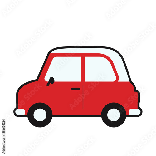 Red car vector icon with white roof.