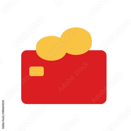 Red credit card app icon with two gold coins.