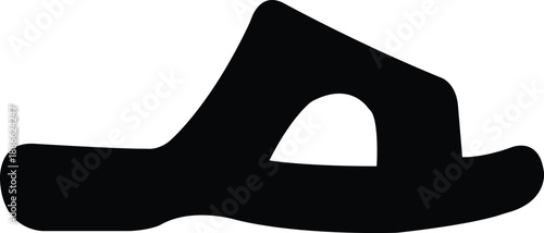 Minimal black sandal silhouette icon in flat style. Simple vector footwear symbol suitable for fashion, footwear stores, summer wear concepts, and UI or signage use.