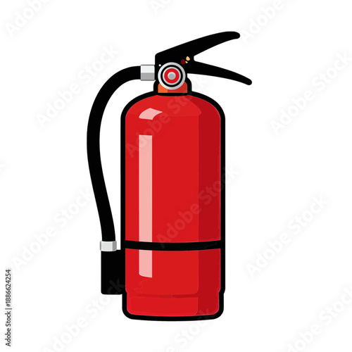 Red Fire Extinguisher Flat Vector Icon.