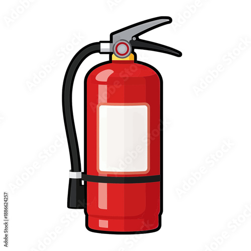 Red Fire Extinguisher Vector Icon.