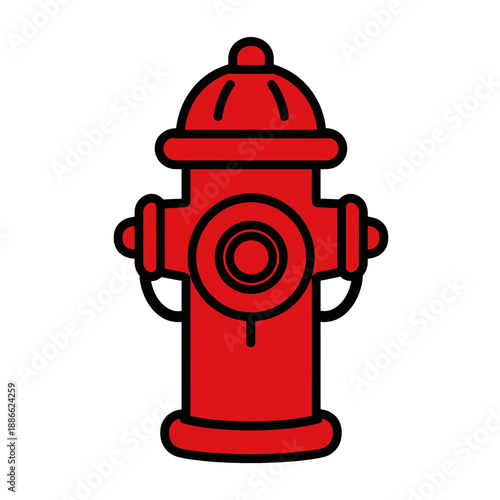 Red Fire Hydrant Flat Vector Icon.