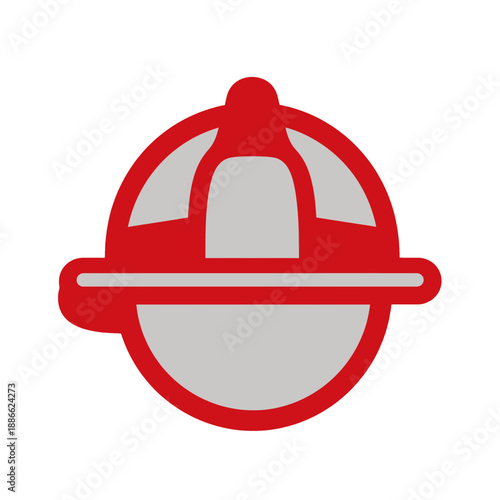 Red Firefighter Helmet Vector Icon.