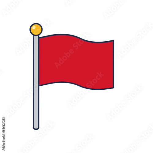 Red flag vector icon with a white pole.