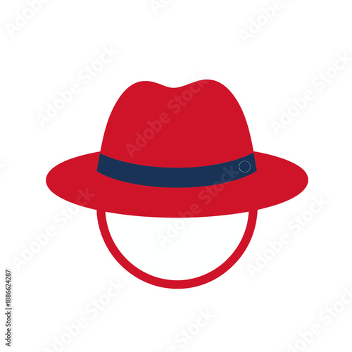 Red hat icon with a dark blue band and green dot.