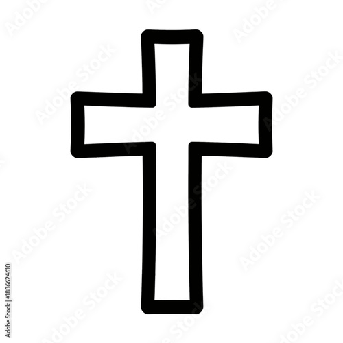 Stylized Cross Line Icon.