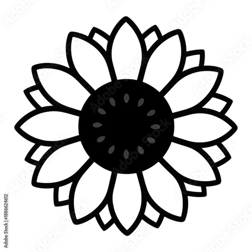 Stylized flower vector icon with petals and center details.